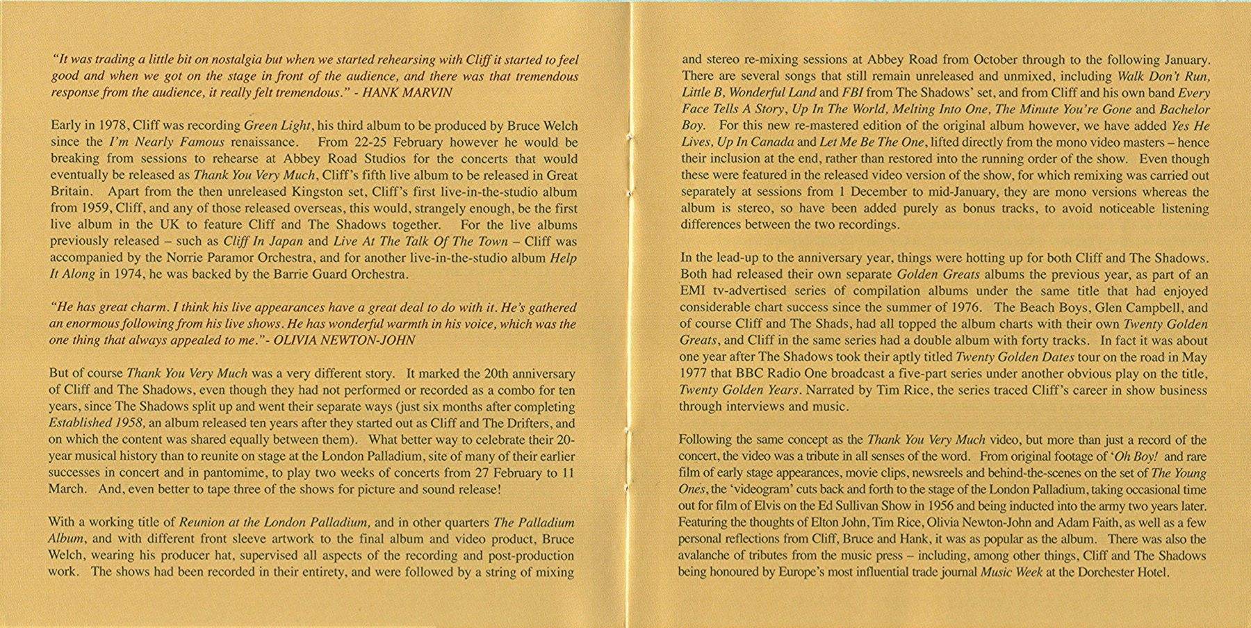 Cliff Richard and The Shadows Thank You Very Much : Booklet 4